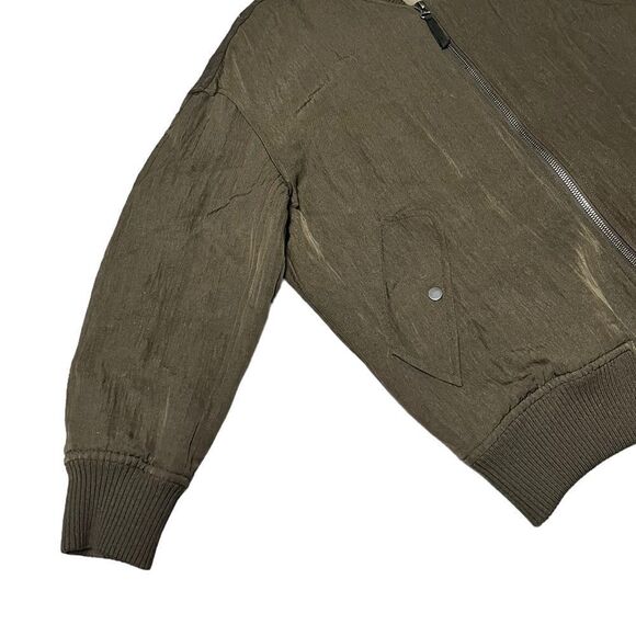 Women’s HELMUT & LANG Olive green high twist nylon bomber jacket size medium - Picture 4 of 14